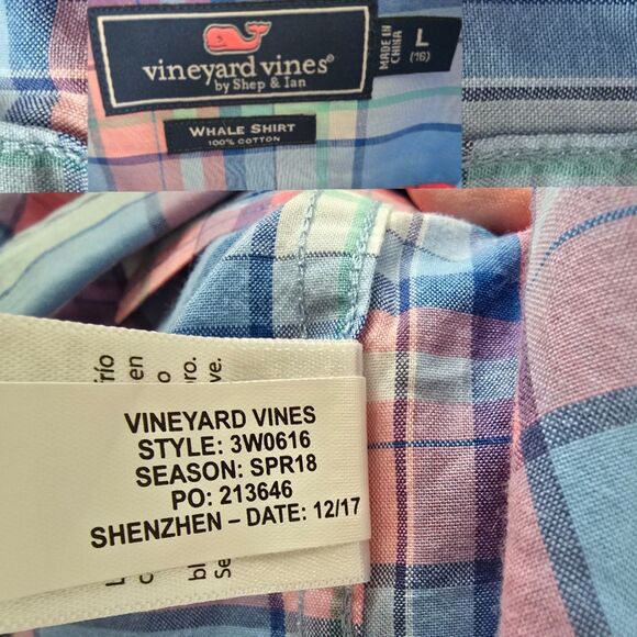 Vineyard Vine Whale Classic Fit Tuck Shirt Mens Short Sleeve Size Large - Picture 2 of 5